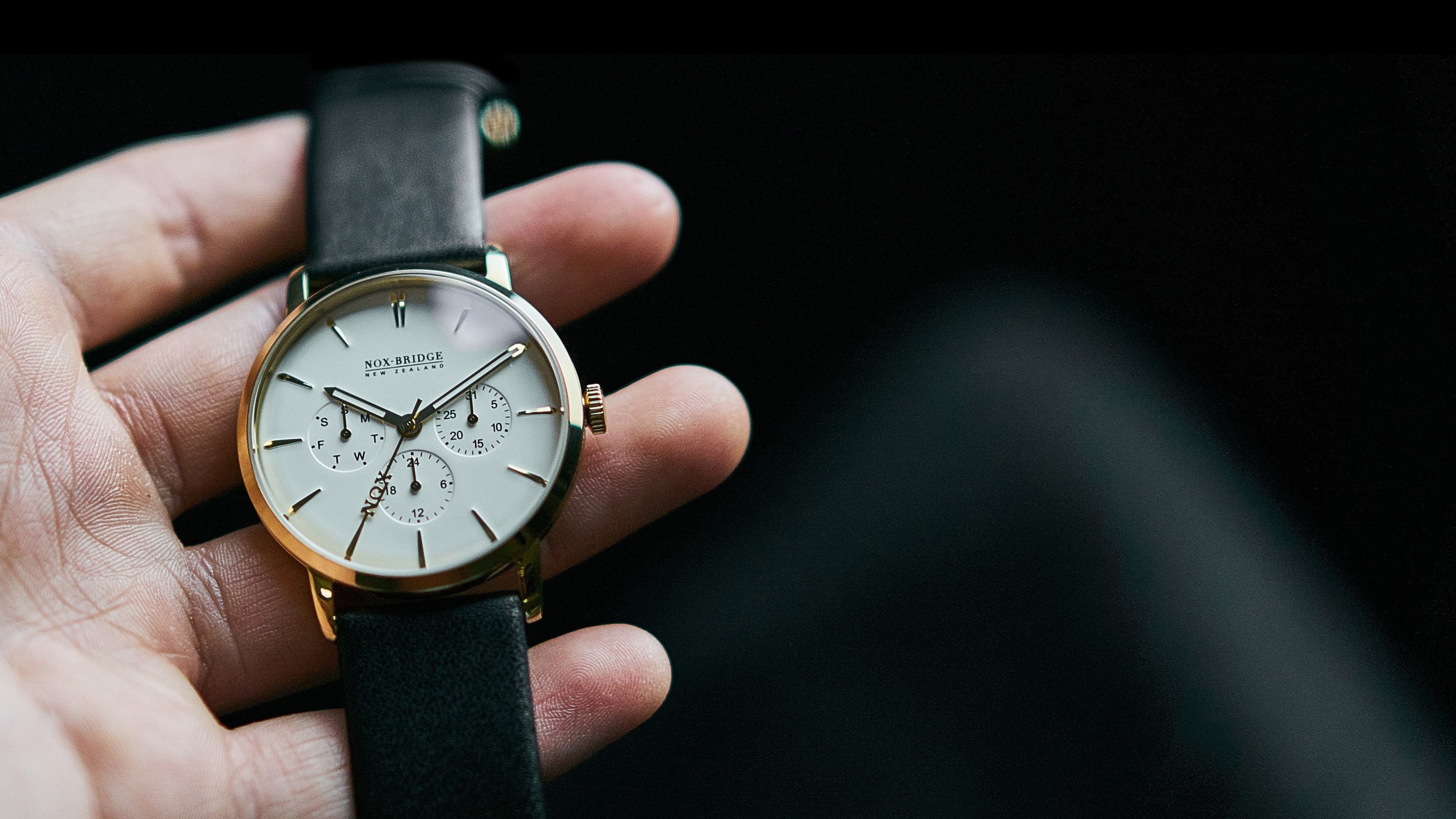 A watch held in an open hand
