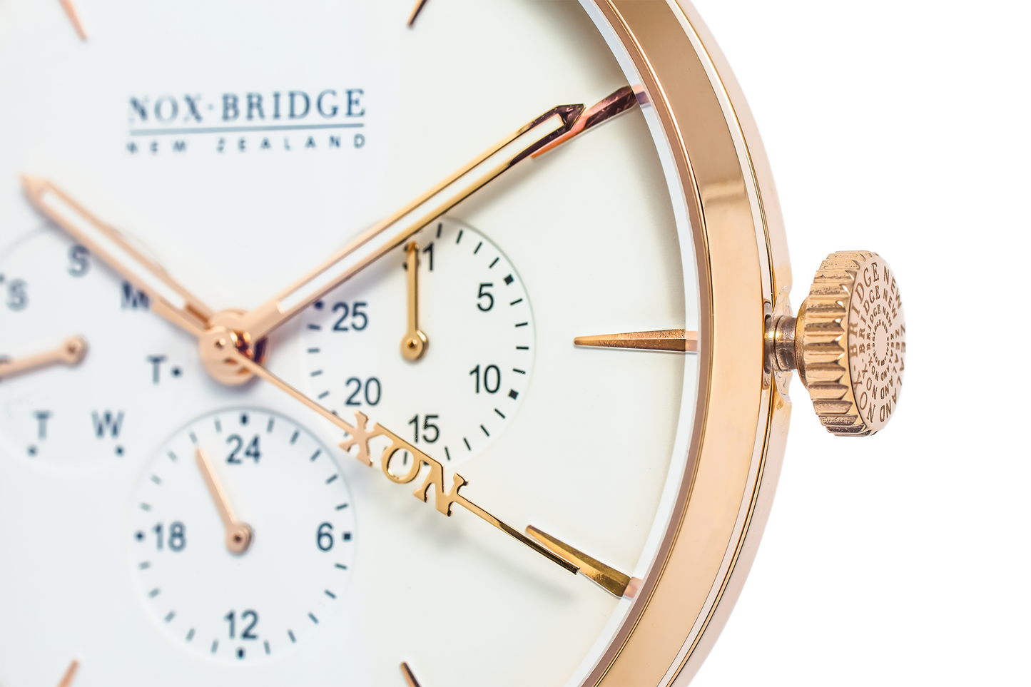 NOX-BRIDGE Classic Meissa Vegan White Leather Strap 36MM Rose Gold Watch