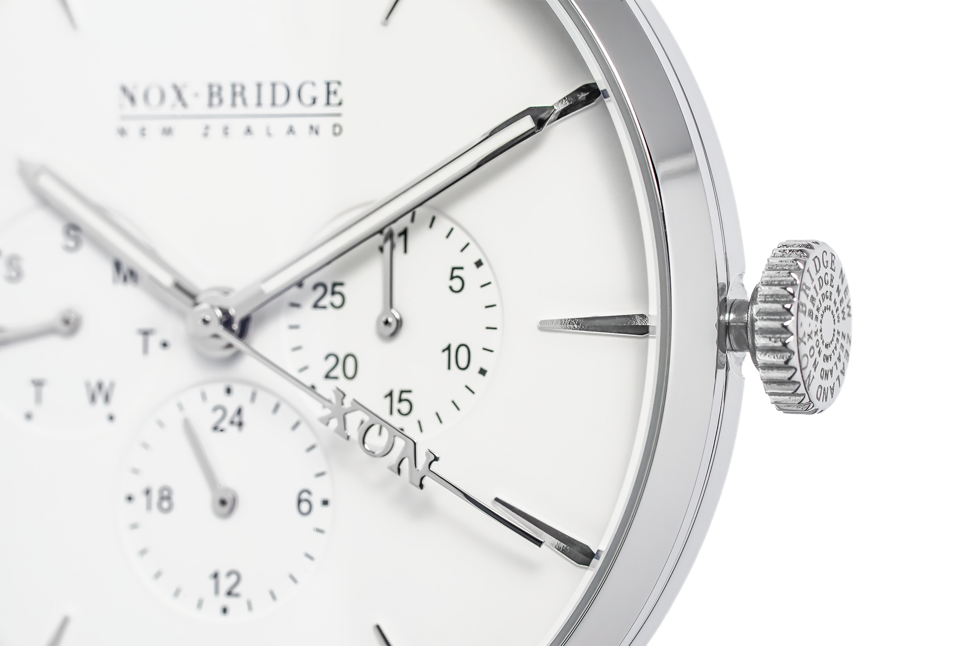 NOX-BRIDGE Classic Meissa Vegan White Leather Strap White Dial 36MM Silver Watch